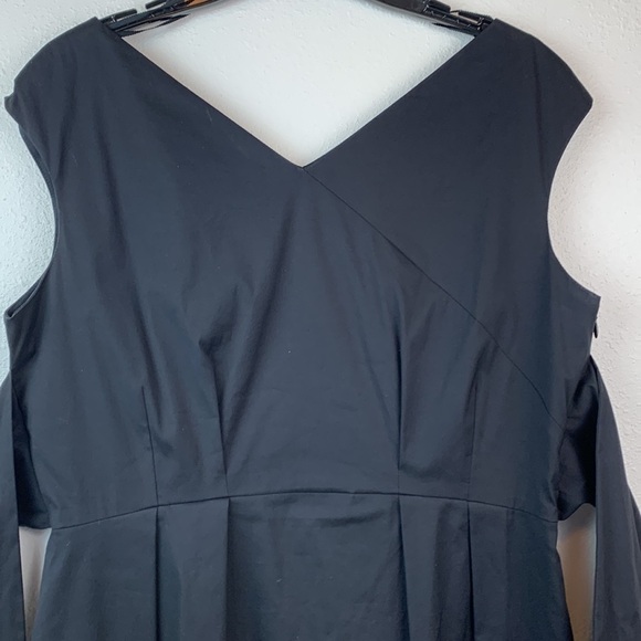 Lafayette 148: polished cotton fit & flare, side zip sash waist cap sleeve EUC - Picture 4 of 10